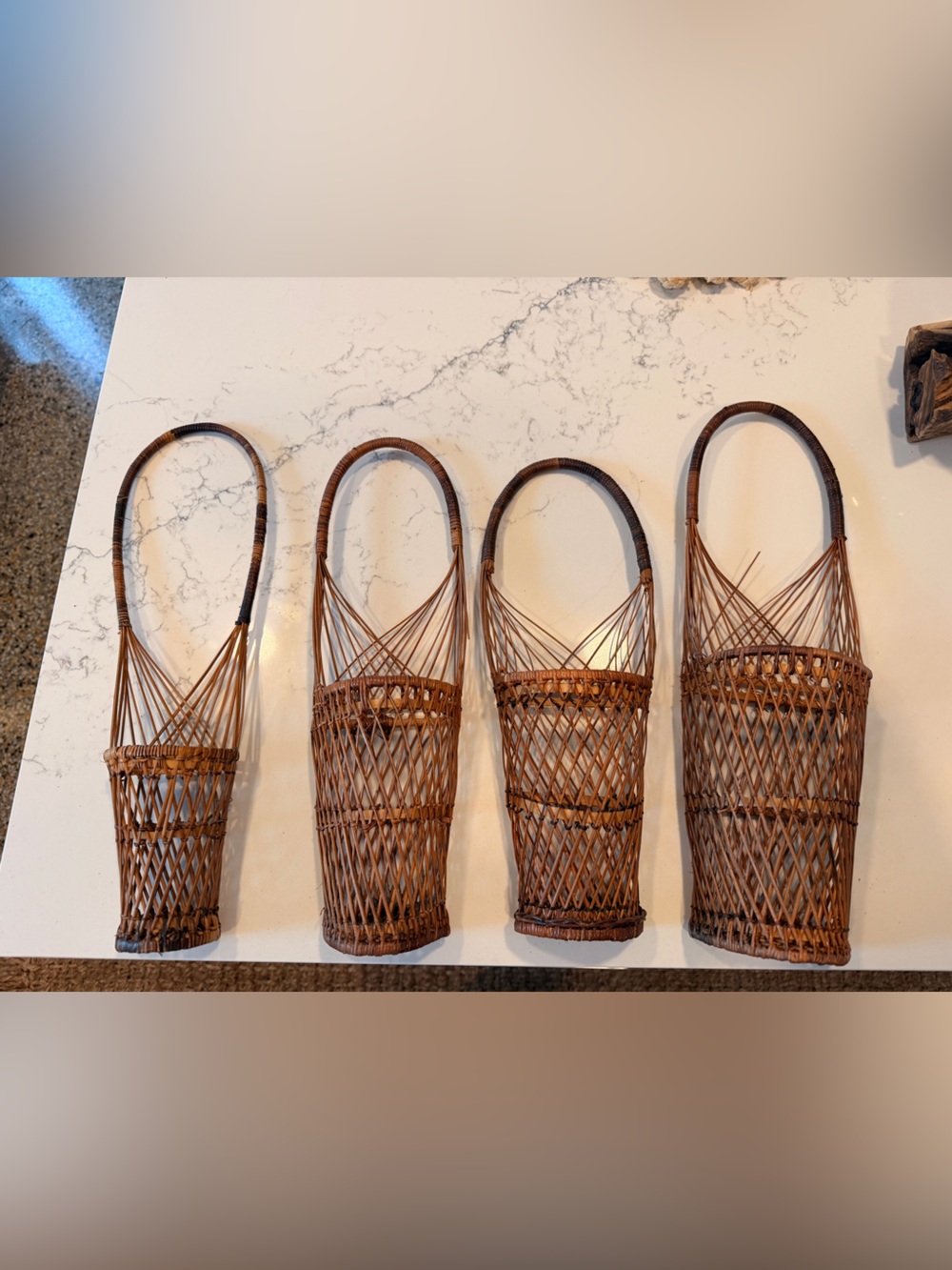 Woven Rattan Wall Baskets - Brown Decorative Set